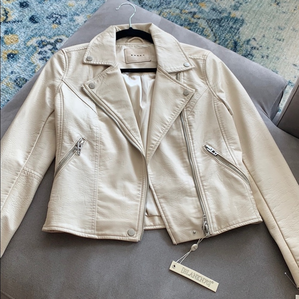 Blank NYC Beige Faux Leather Jacket